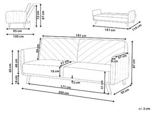 Sofa rozkładana welurowa 3-osobowa z funkcją spania retro żółta Senja Beliani