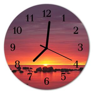 Zegar szklany okrągły Zachód słońca