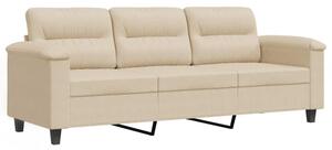 Sofa, 3-osobowa kremowa, 180 cm, tapicerowana mikrofibrÄ