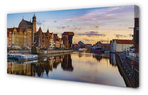 Obraz na płótnie Gdańsk Port rzeka wschód słońca