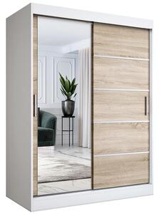 Szafa przesuwna biel + dąb sonoma 150 cm P8-M64