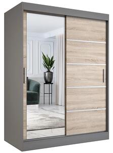 Szafa przesuwna antracyt + dąb sonoma 150 cm W1-F58