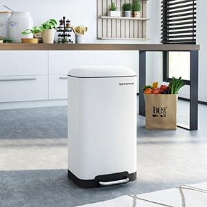 Kosz na śmieci z wolnym zamykaniem SLOW, 30l, biała SongmicsHome
