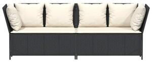 Fotel ogrodowy z poduszkami, rattan pe, czarny
