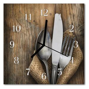 Zegar ścienny kwadrat Sztućce kuchnia