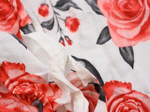 Pościel z kory RED ROSES biała + poszewka na poduszkę 40 x 50 cm gratis
