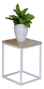 Minimalistyczny kwietnik biały + dąb sonoma T2-H75