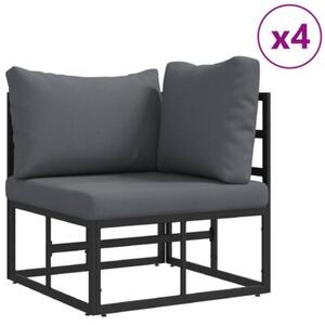 Zestaw sofy ogrodowej z poduszkami w nowoczesnym designie, czarny, aluminiowy