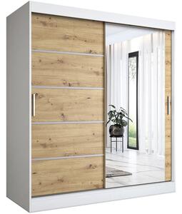 Szafa przesuwna 180 cm biel + dąb artisan A9-H17