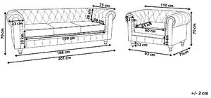 Klasyczny zestaw wypoczynkowy sofa fotel pikowany welur czarny Chesterfield Beliani