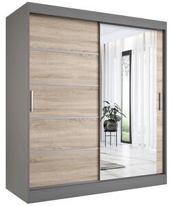 Szafa przesuwna 180 cm antracyt + dąb sonoma A4-Z46
