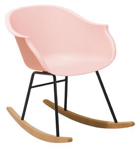 Fotel bujany różowy syntetyczne siedzisko drewniane płozy retro Harmony Beliani