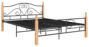 Czarne Metalowe Czarny Łóżko W Stylu Vintage + Dąb 120X200 Cm M6-P65
