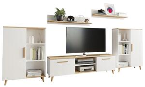Biała meblościanka w stylu skandynawskim E8-R66
