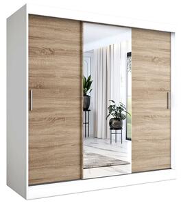 Szafa przesuwna biały + dąb sonoma 200 cm P4-T48
