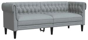 Sofa chesterfield, trzyosobowa, jasnoszara, obita tkaninÄ