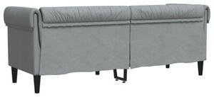 Sofa chesterfield, trzyosobowa, jasnoszara, obita tkaninÄ