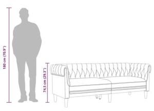Sofa chesterfield, trzyosobowa, jasnoszara, obita tkaninÄ