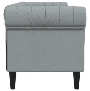 Sofa chesterfield, trzyosobowa, jasnoszara, obita tkaninÄ