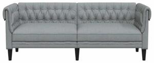 Sofa chesterfield, trzyosobowa, jasnoszara, obita tkaninÄ
