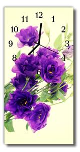 Zegar Szklany Pionowy Kwiaty purpurowy