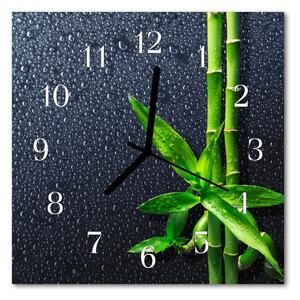 Zegar szklany kwadratowy Krople bambus