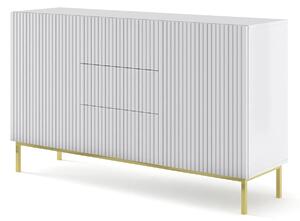 Biała komoda z lamelami na złotej ramie Z1-C42