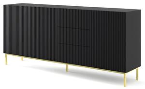 Czarna komoda z lamelowym frontem glamour C4-W00