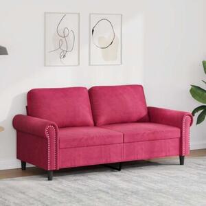 Sofa 2-osobowa, winna czerwieÅ, 140 cm, tapicerowana aksamitem
