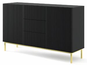 Czarna komoda z lamowym frontem glamour T2-E14