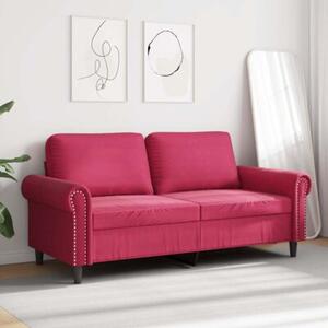 Sofa 2-osobowa, winna czerwieÅ, 140 cm, tapicerowana aksamitem