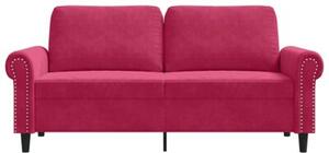 Sofa 2-osobowa, winna czerwieÅ, 140 cm, tapicerowana aksamitem