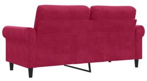 Sofa 2-osobowa, winna czerwieÅ, 140 cm, tapicerowana aksamitem