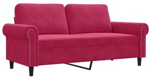 Sofa 2-osobowa, winna czerwieÅ, 140 cm, tapicerowana aksamitem
