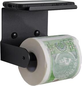 Metalowy uchwyt na papier toaletowy z półką K0-M59