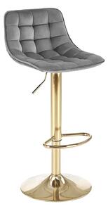 Szary pikowany hoker glamour tapicerowany welurem E4-N21