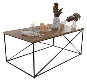 Prostokątny stolik kawowy w stylu loft czarny + dąb lancelot R7-H50