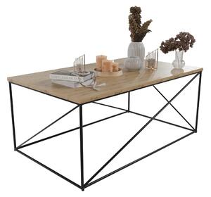 Industrialny stolik kawowy z czarnym stelażem czarny + dąb artisan T5-Z51