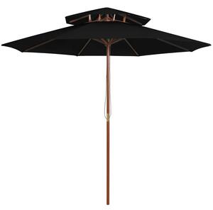 Czarny parasol ogrodowy z podwójnym daszkiem L1-D67