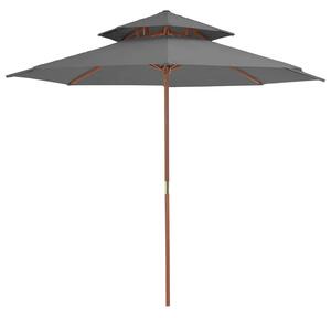 Okrągły parasol ogrodowy z drewnianym słupkiem antracyt A2-C47