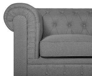 Klasyczna sofa 3-osobowa tapicerowana pikowana jasnoszara Chesterfield Beliani