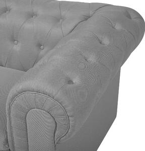 Klasyczna sofa 3-osobowa tapicerowana pikowana jasnoszara Chesterfield Beliani