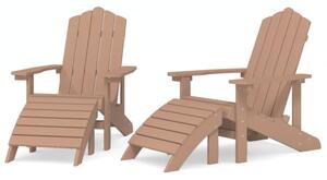 Krzesła ogrodowe adirondack z podnóżkami, 2 szt., hdpe, brązowe