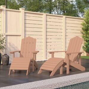 Krzesła ogrodowe adirondack z podnóżkami, 2 szt., hdpe, brązowe