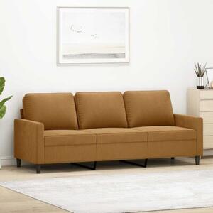 Sofa 3-osobowa, brÄ zowa, 180 cm, tapicerowana aksamitem