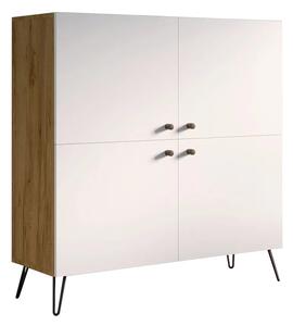 Industrialna komoda z metalowymi nogami dąb craft + biały C4-F50