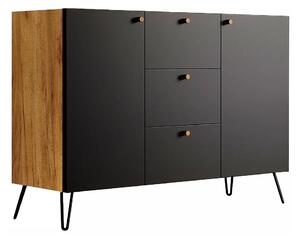 Komoda z szufladami w stylu industrialnym dąb craft + czarny P0-G57