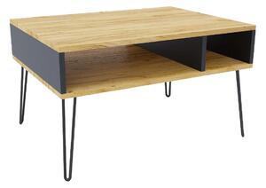 Industrialny stolik kawowy z metalowym stelażem dąb craft + czarny W6-T10