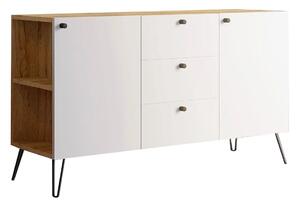 Lewostronna komoda w stylu industrialnym dąb craft + biały P9-L28