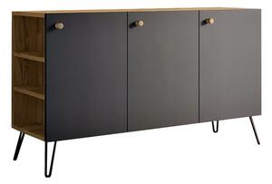 Komoda z nóżkami typu hairpin legs lewostronna dąb craft + czarny L3-S35